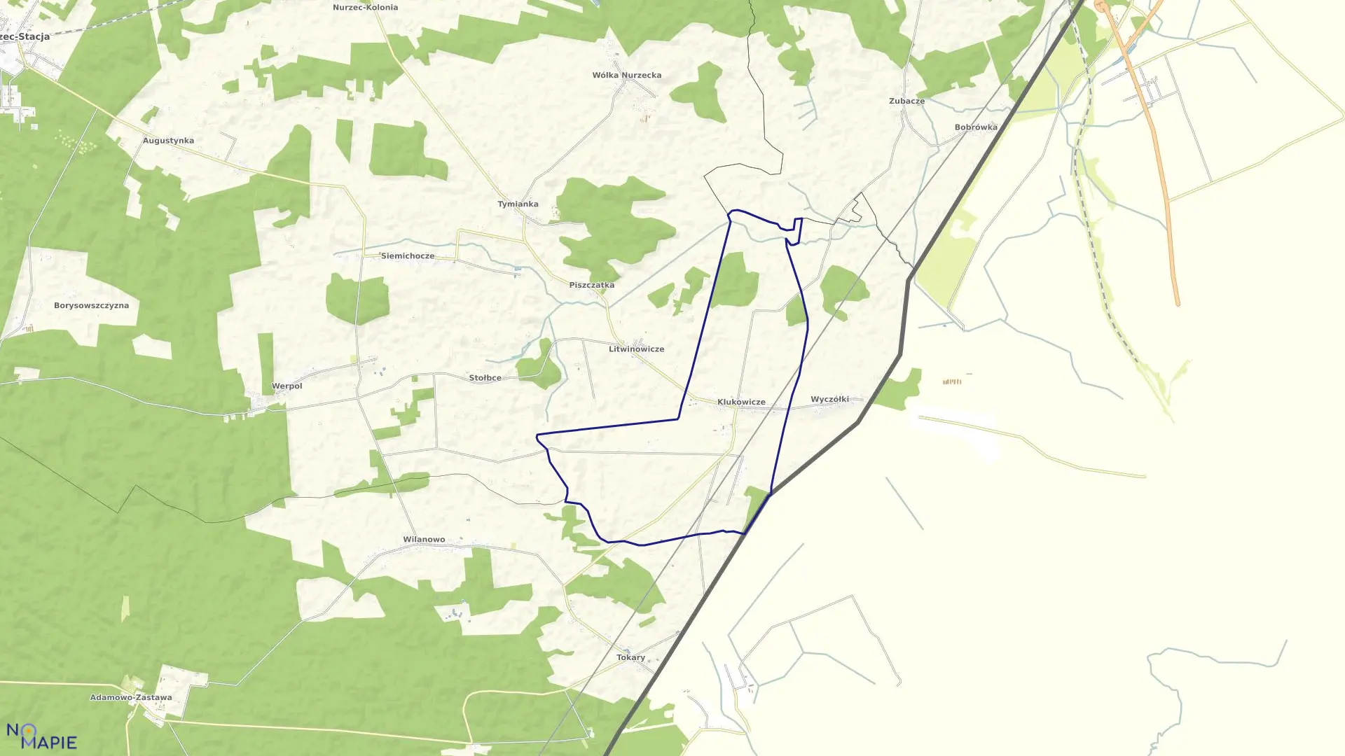 Mapa obrębu KLUKOWICZE w gminie Nurzec-Stacja