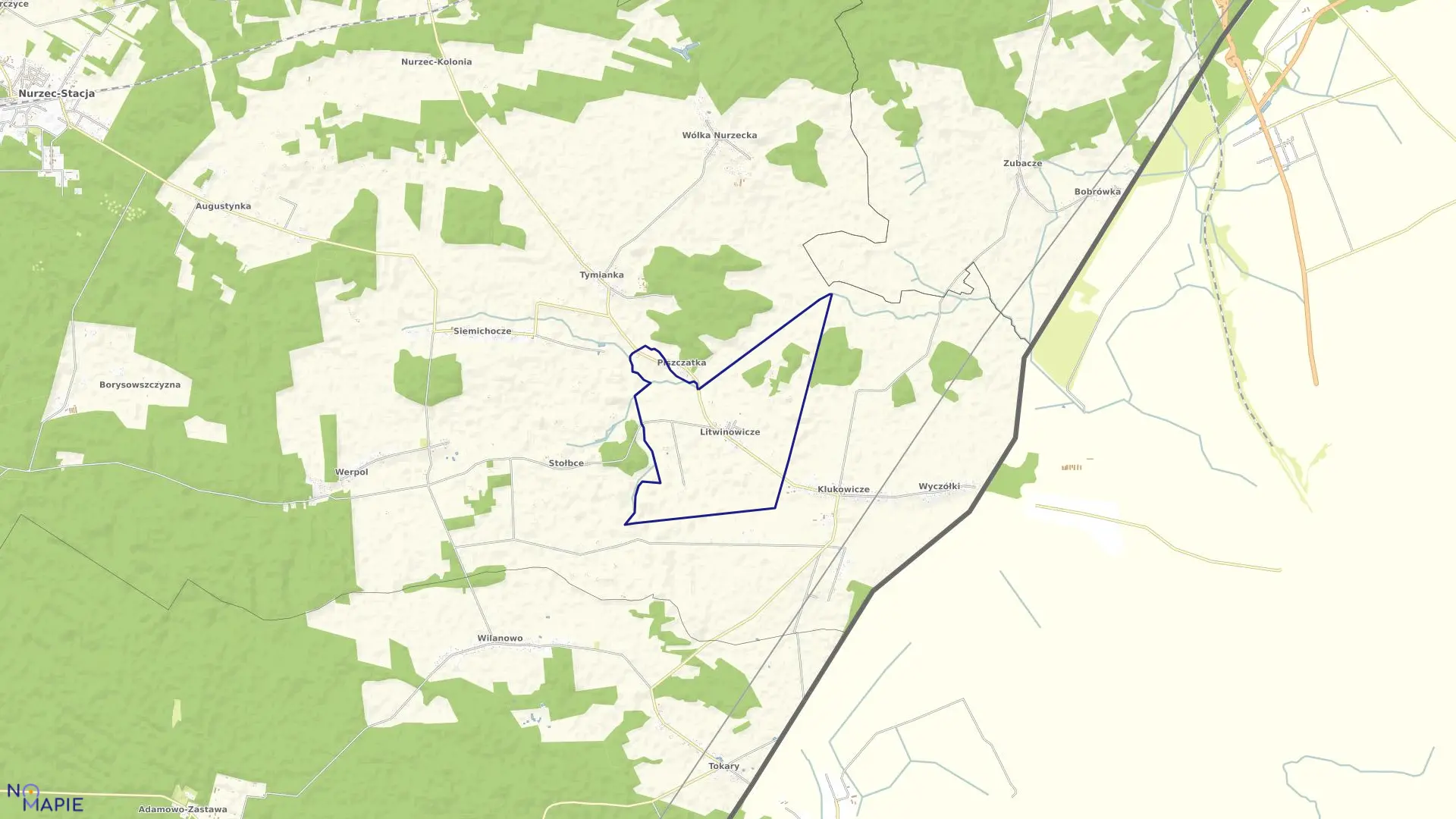 Mapa obrębu LITWINOWICZE w gminie Nurzec-Stacja