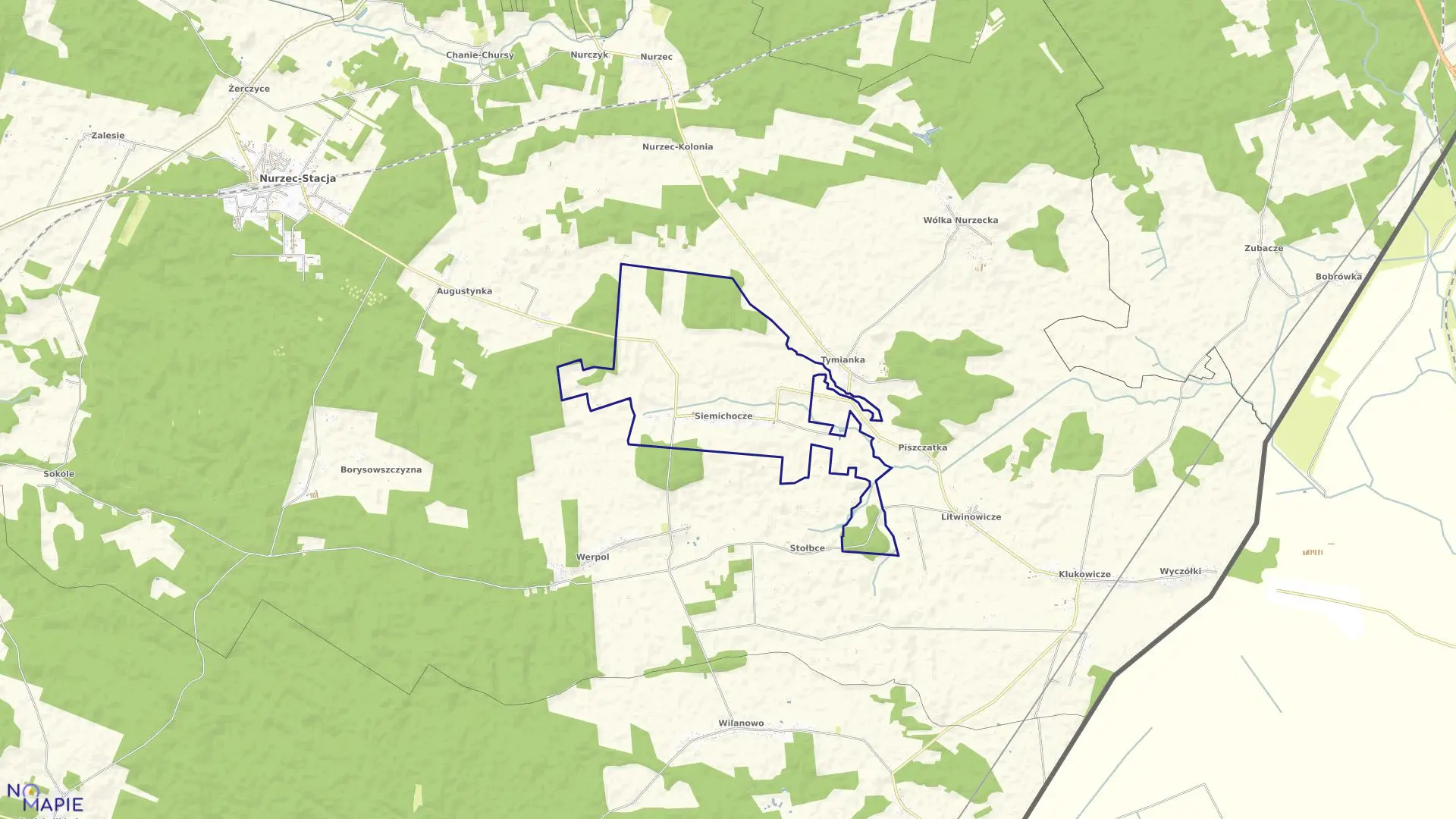 Mapa obrębu SIEMICHOCZE w gminie Nurzec-Stacja