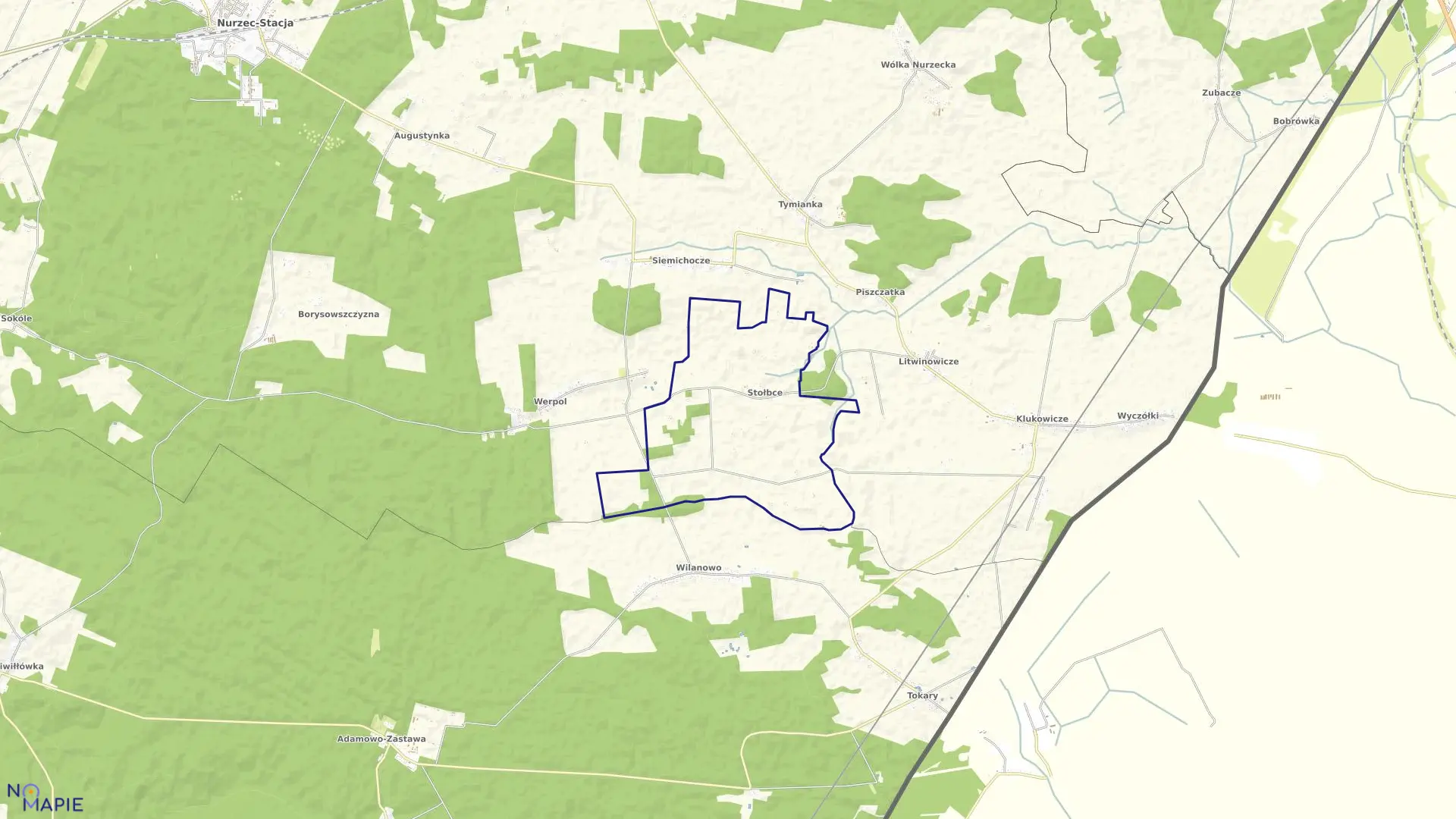 Mapa obrębu STOŁBCE w gminie Nurzec-Stacja