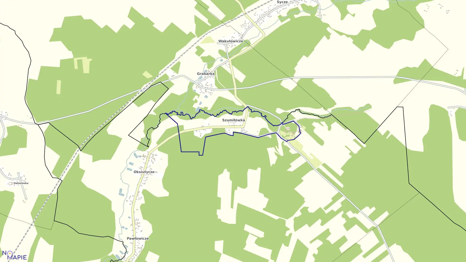 Mapa obrębu SZUMIŁÓWKA w gminie Nurzec-Stacja