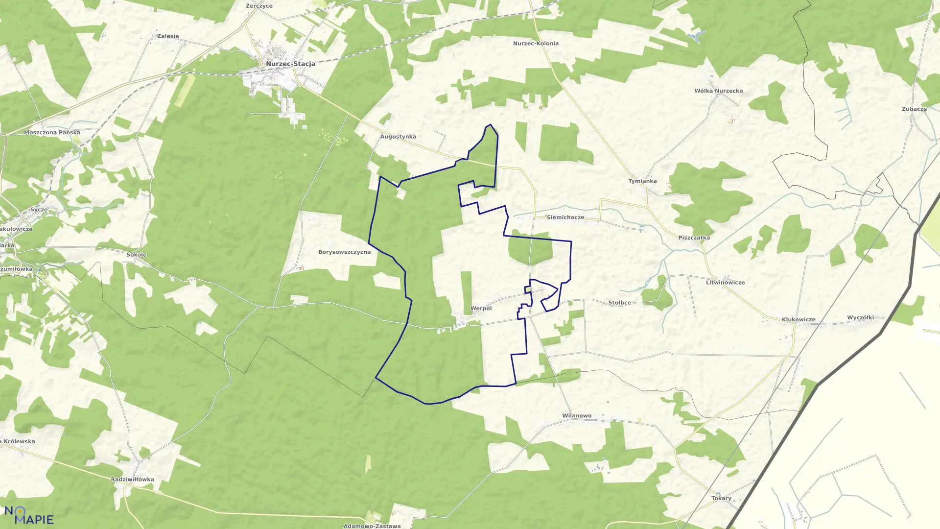 Mapa obrębu WERPOL w gminie Nurzec-Stacja